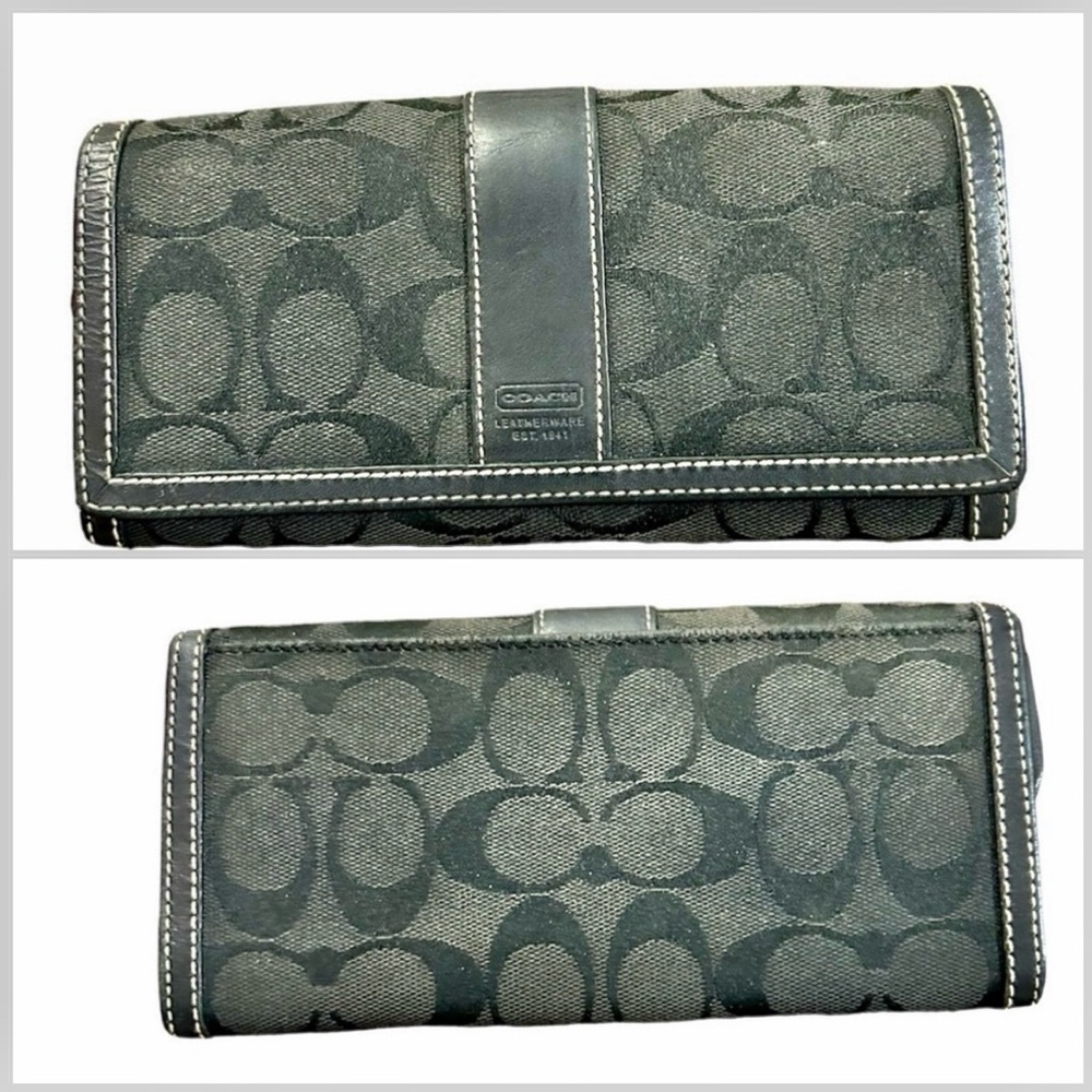 Signature Coach Wallet Jacquard C Logo Leather Trim Y2K